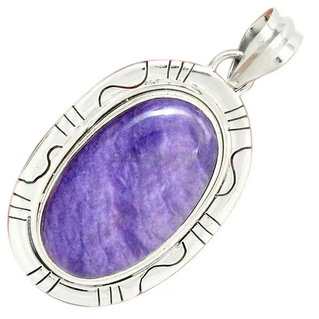 Charoite Gemstone Pendants In Fine Sterling Silver Jewelry 925SP40-1_3