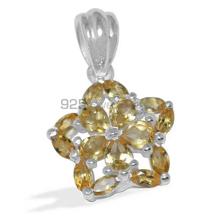 Top Quality Citrine Gemstone Pendants Suppliers In 925 Fine Silver Jewelry 925SP1510_0