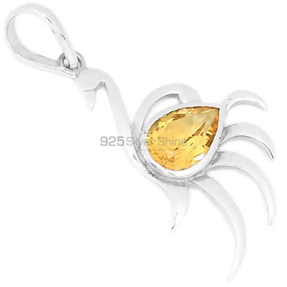 Top Quality Citrine Gemstone Pendants Suppliers In 925 Fine Silver Jewelry 925SP276-2