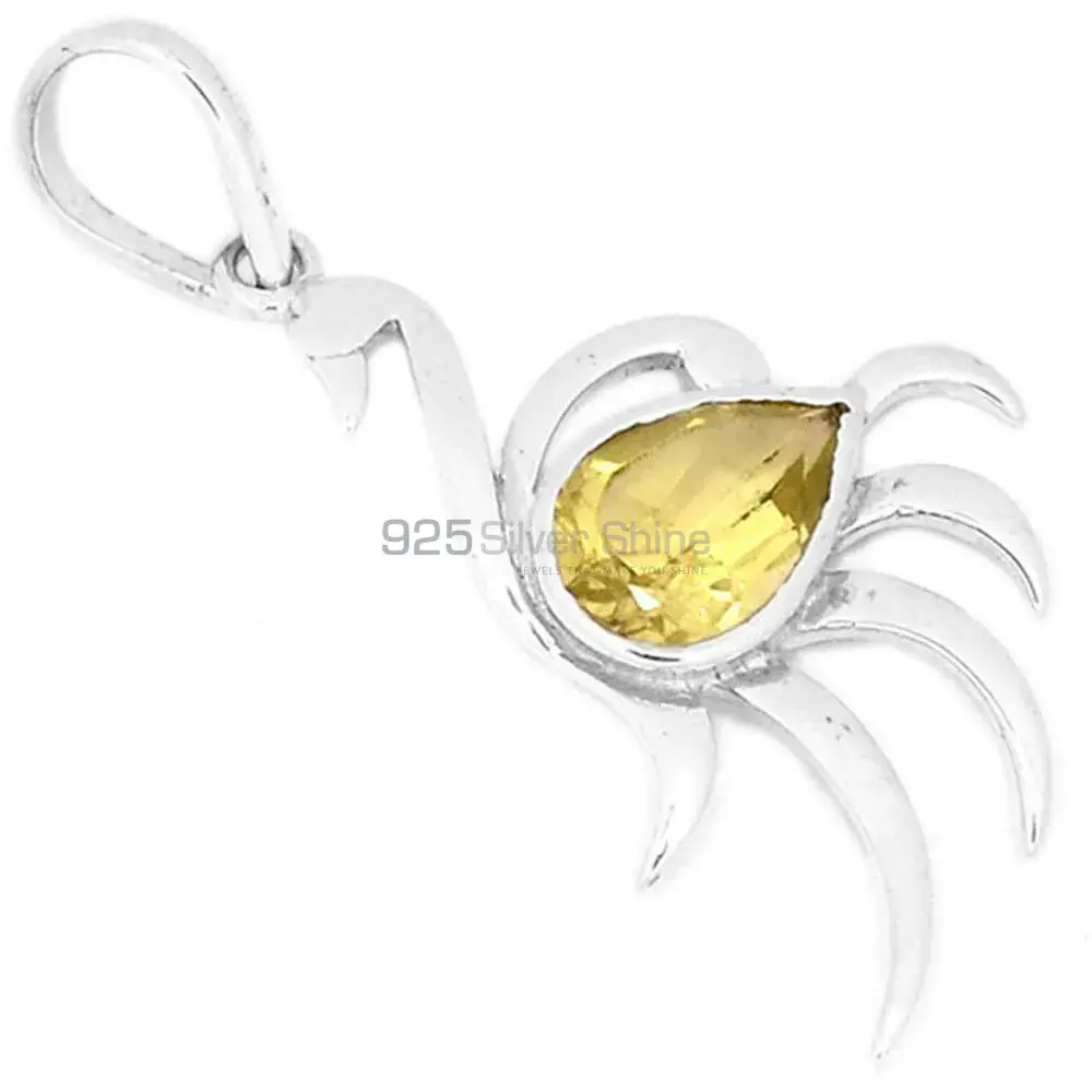 Top Quality Citrine Gemstone Pendants Suppliers In 925 Fine Silver Jewelry 925SP276-2_1