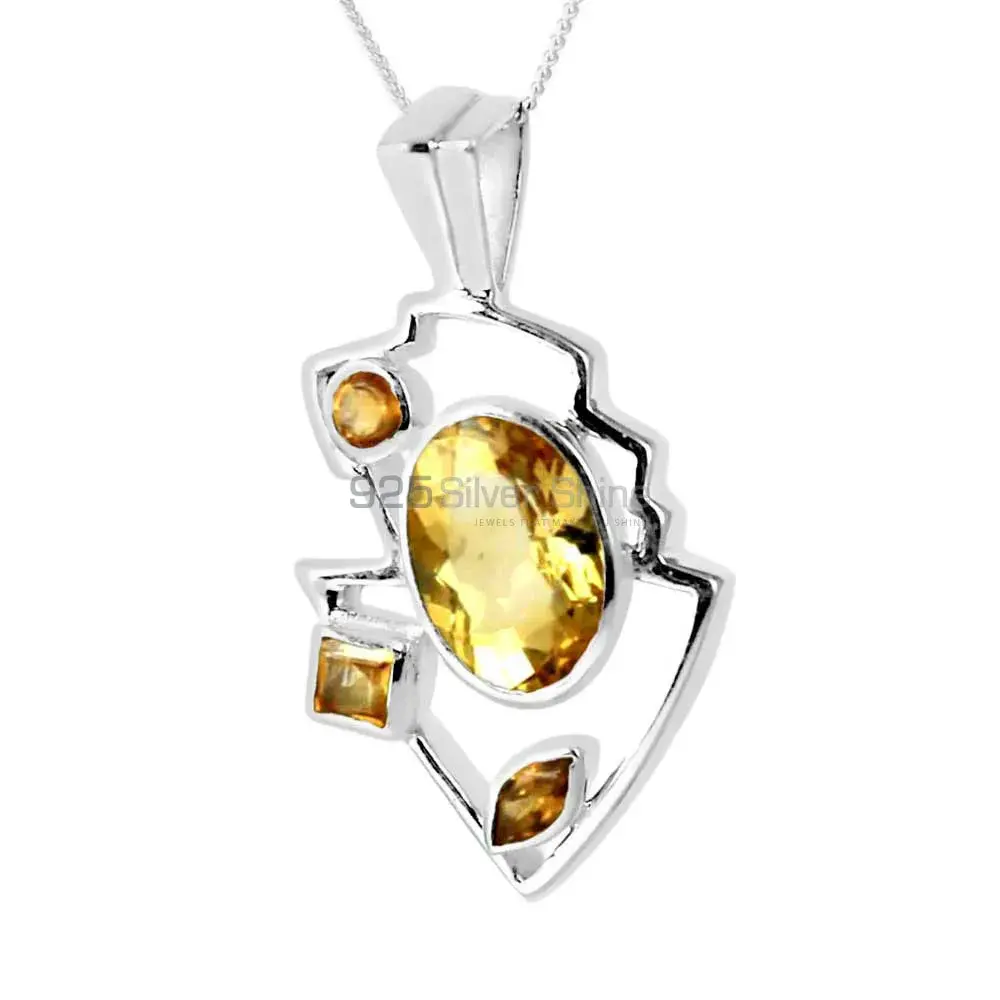 Top Quality Citrine Gemstone Pendants Wholesaler In Fine Sterling Silver Jewelry 925SP234-1