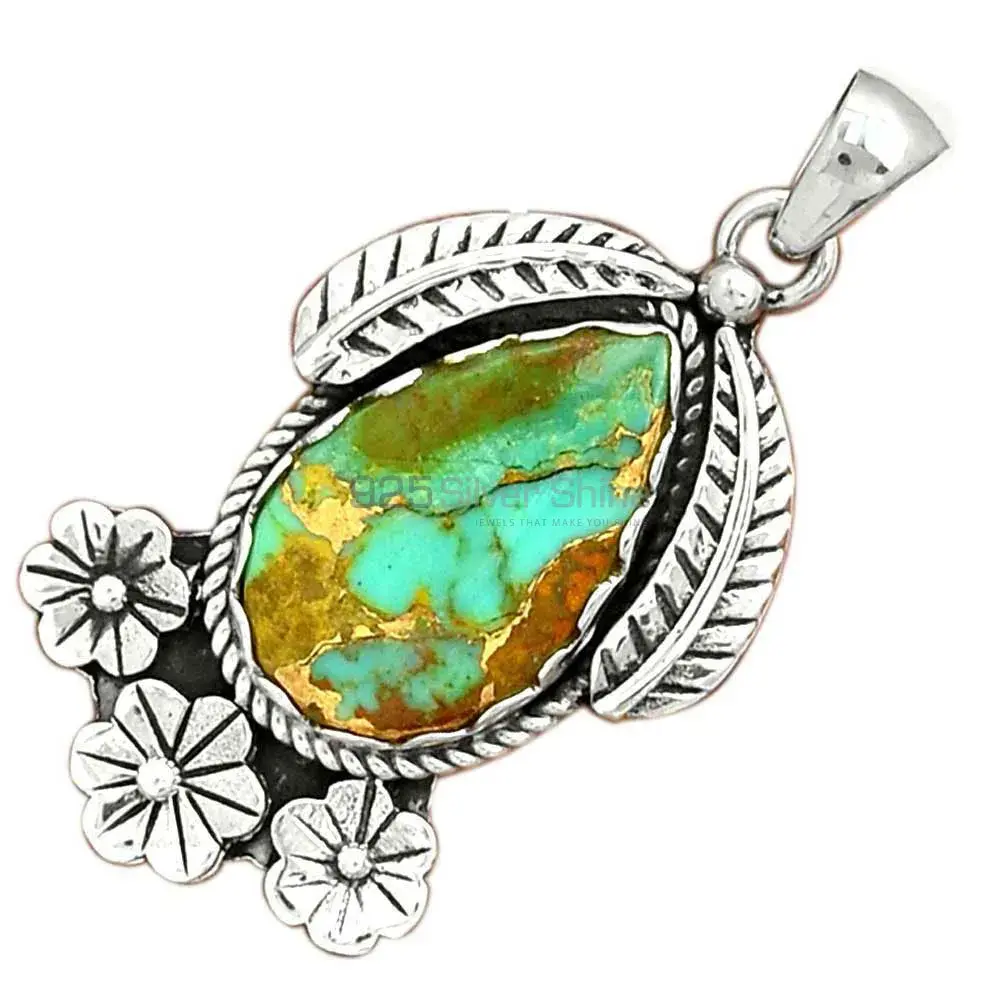Top Quality Copper Turquoise Gemstone Pendants Wholesaler In Fine Sterling Silver Jewelry 925SP091-1_2