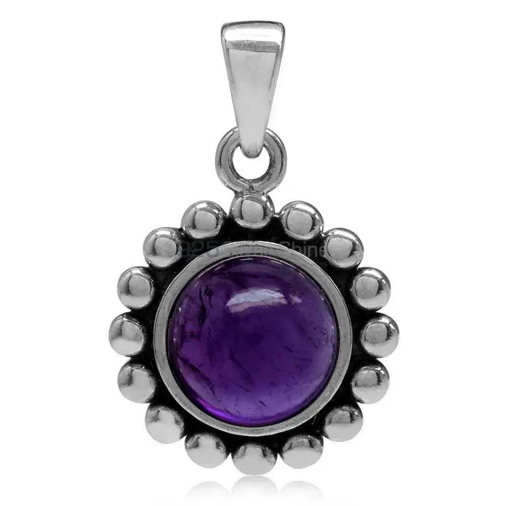Fine Sterling Silver Pendants In Amethyst Gemstone Jewelry 925SP02-5_0