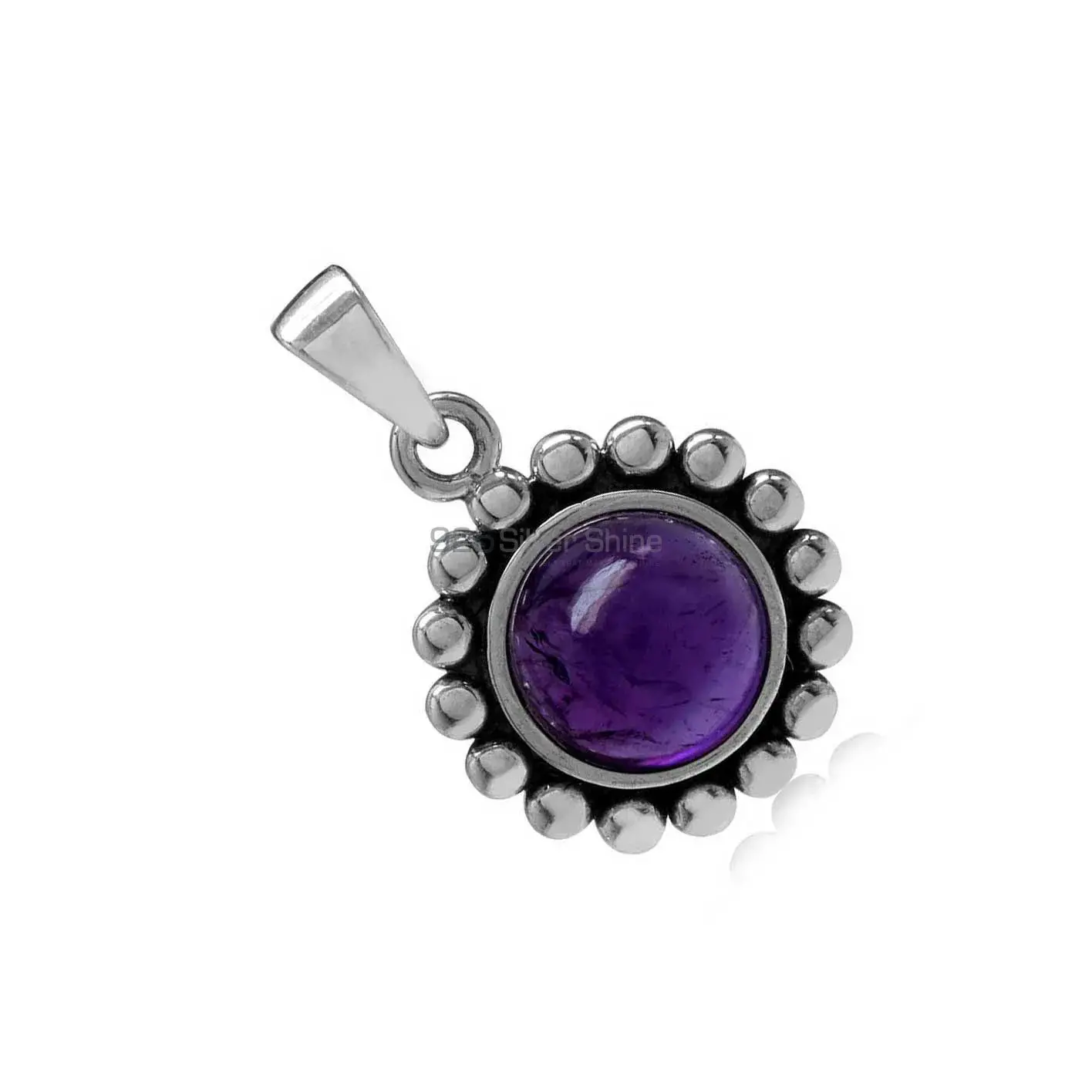 Fine Sterling Silver Pendants In Amethyst Gemstone Jewelry 925SP02-5_3