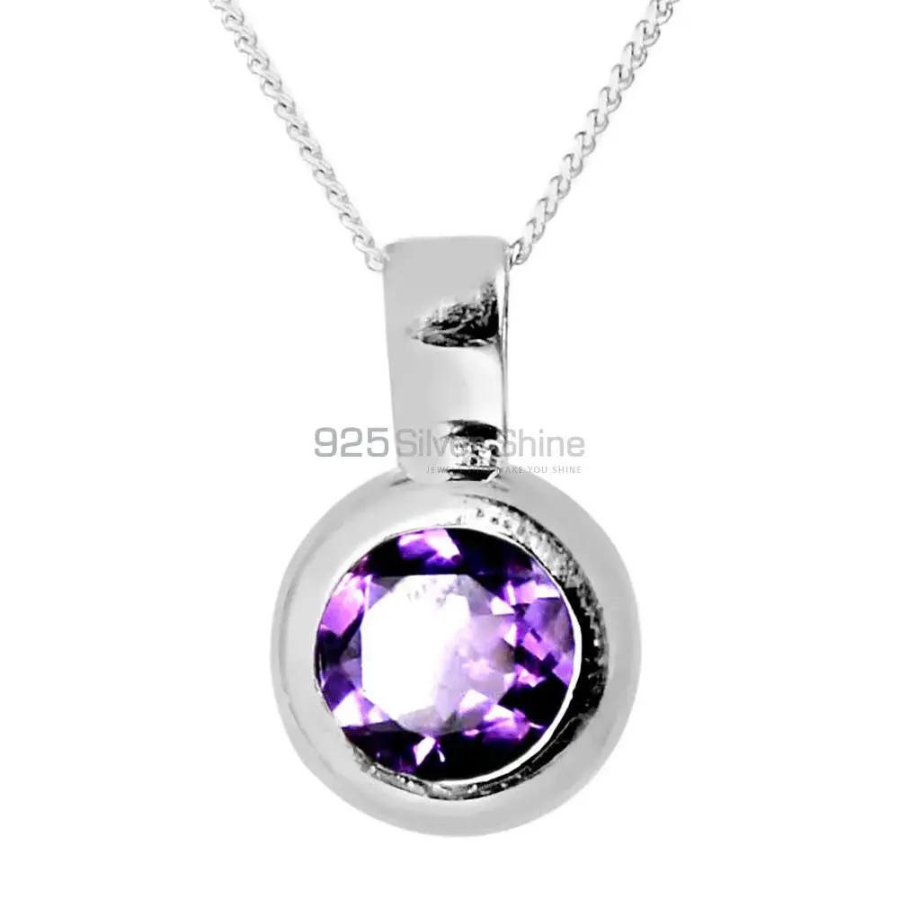 Top Quality Fine Sterling Silver Pendants Wholesaler In Amethyst Gemstone Jewelry 925SP262-1
