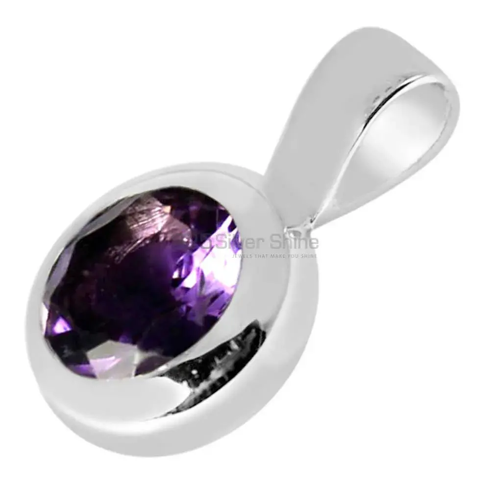 Fine Sterling Silver Pendants In Amethyst Gemstone Jewelry 925SP262-1_1