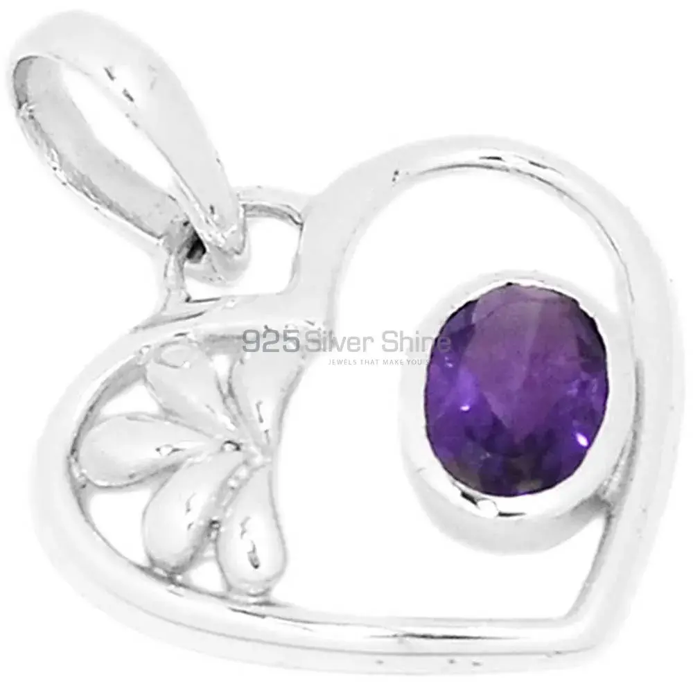 Fine Sterling Silver Pendants In Amethyst Gemstone Jewelry 925SP278-2