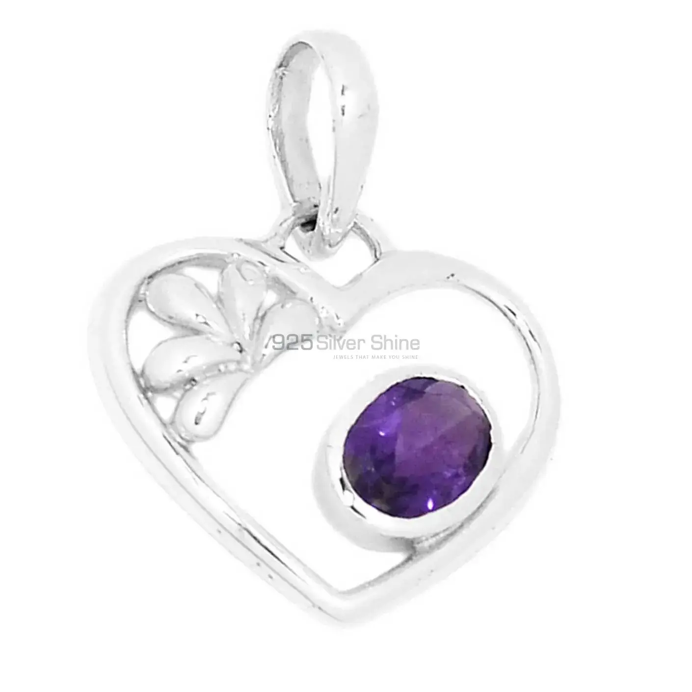 Fine Sterling Silver Pendants In Amethyst Gemstone Jewelry 925SP278-2_0