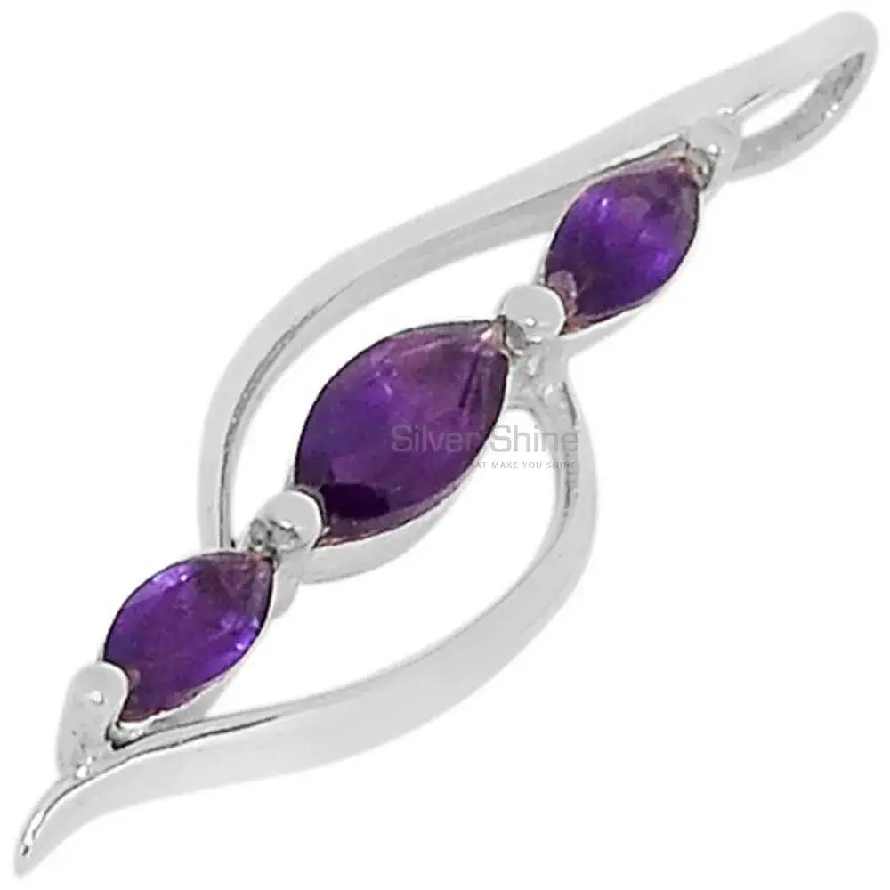Fine Sterling Silver Pendants In Amethyst Gemstone Jewelry 925SP289_0