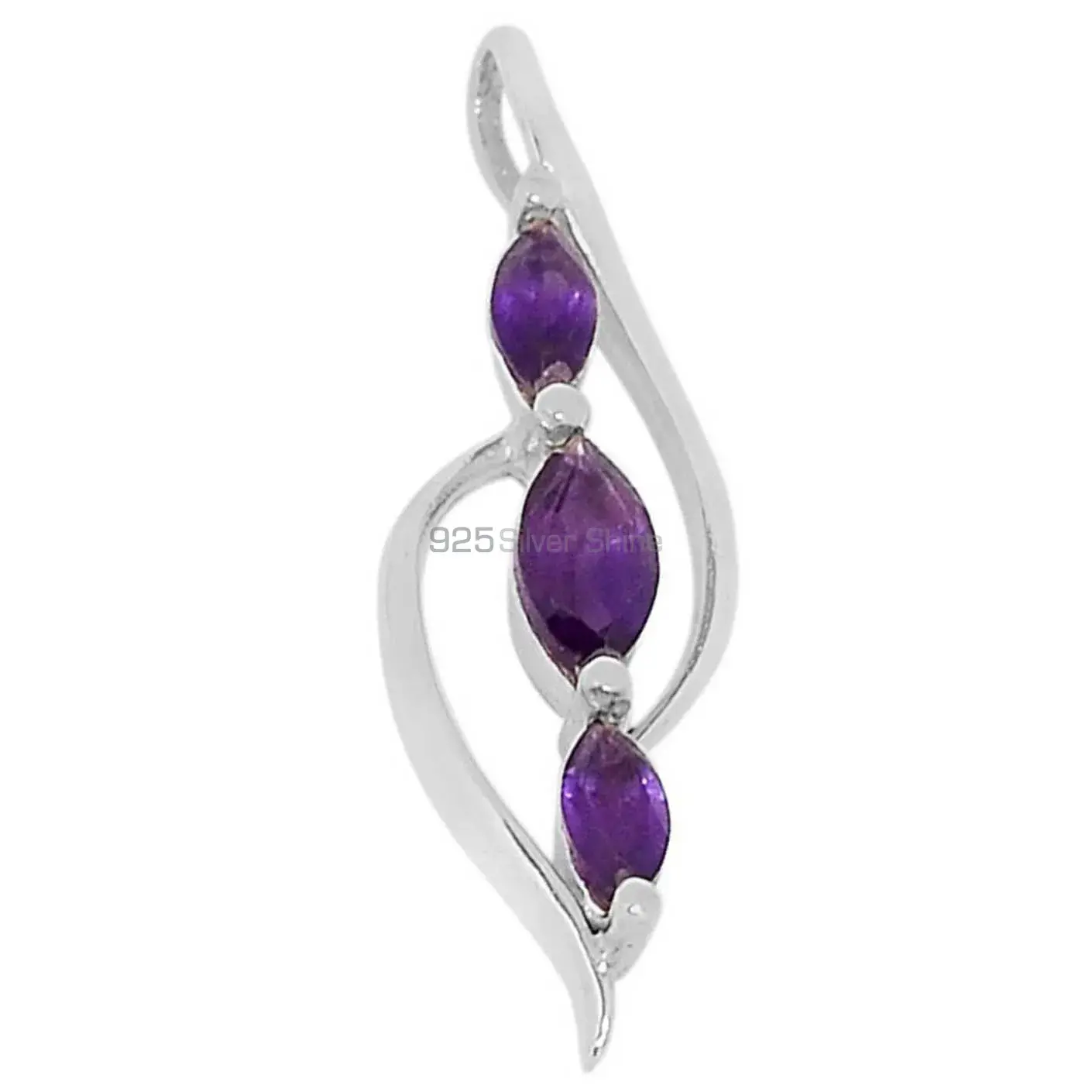 Fine Sterling Silver Pendants In Amethyst Gemstone Jewelry 925SP289_1