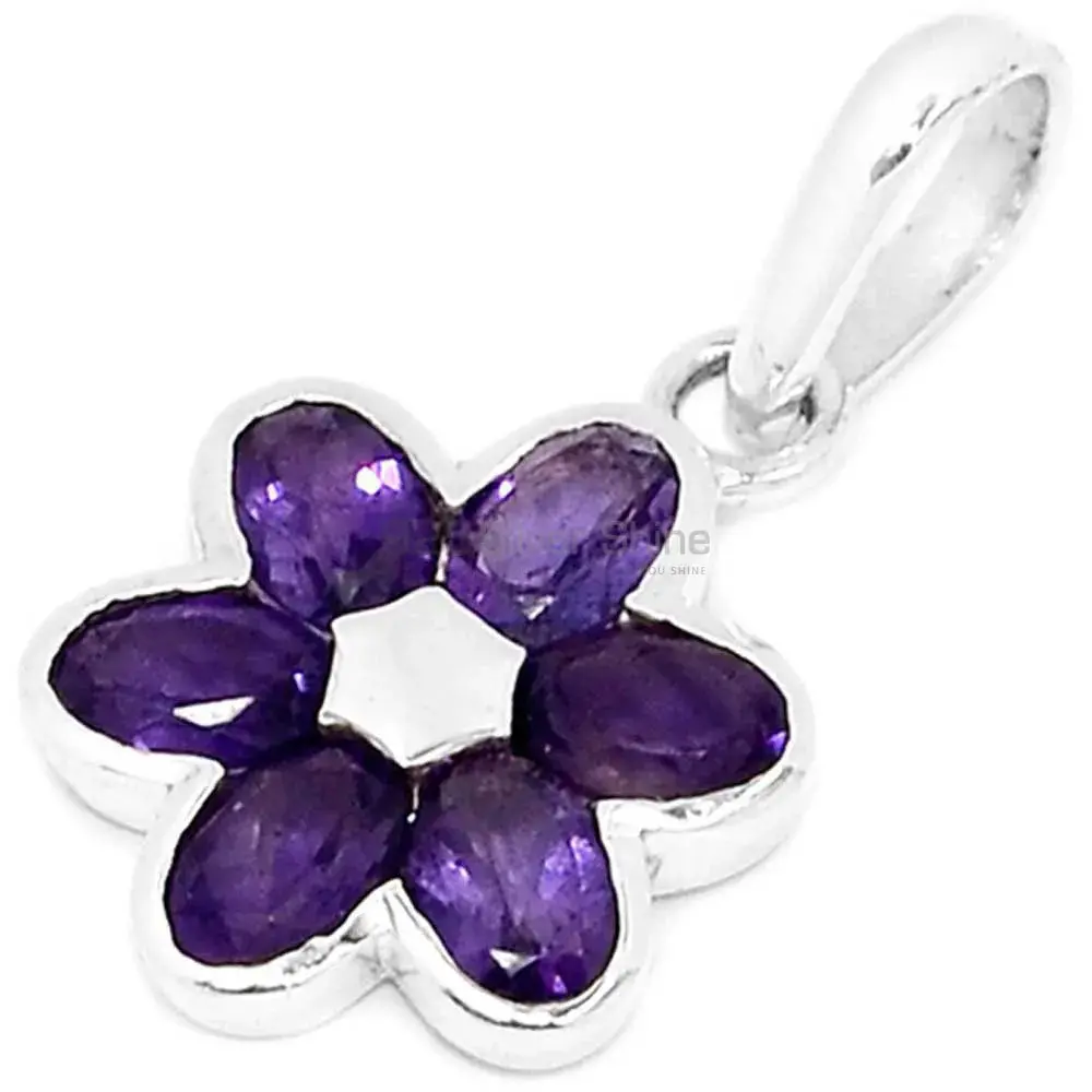 Fine Sterling Silver Pendants In Amethyst Gemstone Jewelry 925SSP303-1_1