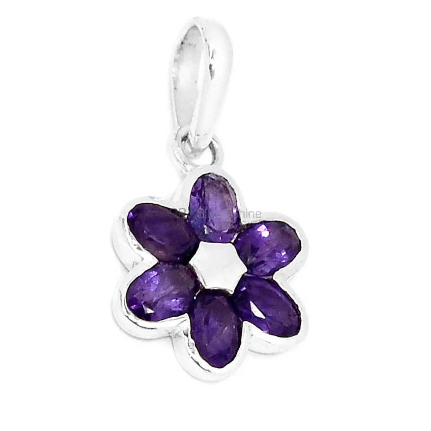 Fine Sterling Silver Pendants In Amethyst Gemstone Jewelry 925SSP303-1_2