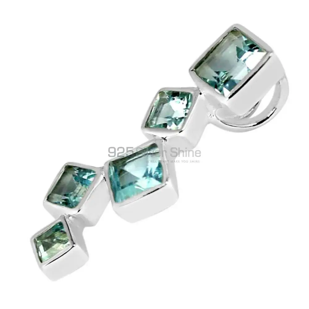 Top Quality Fine Sterling Silver Pendants Wholesaler In Blue Topaz Gemstone Jewelry 925SP246-4_0
