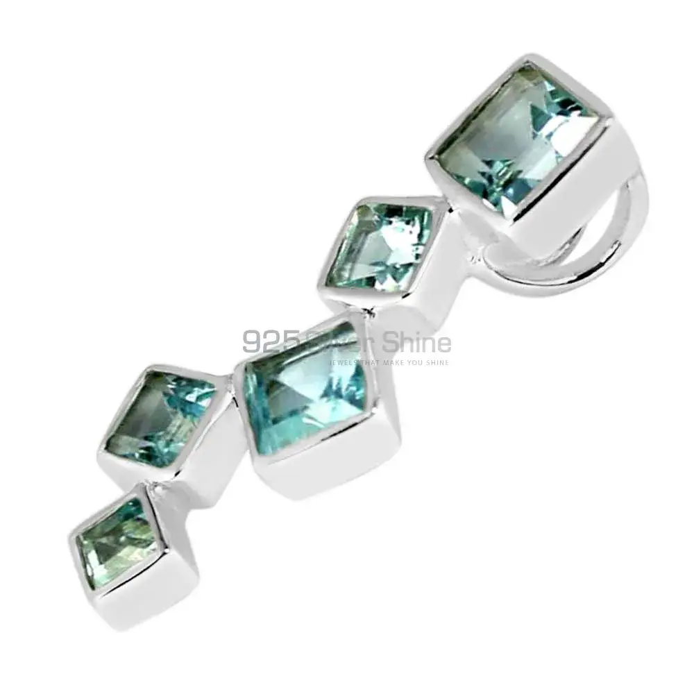 Fine Sterling Silver Pendants In Blue Topaz Gemstone Jewelry 925SP246-4_1