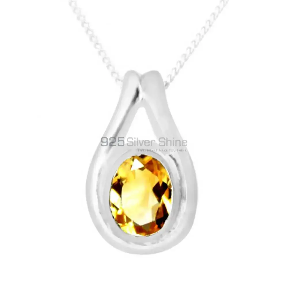 Fine Sterling Silver Pendants In Citrine Gemstone Jewelry 925SP206-4