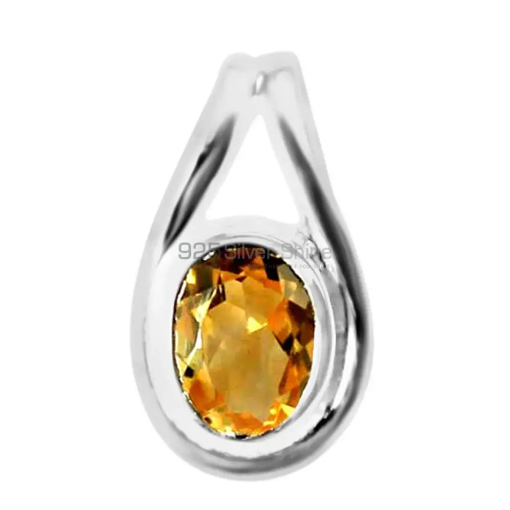 Fine Sterling Silver Pendants In Citrine Gemstone Jewelry 925SP206-4_0