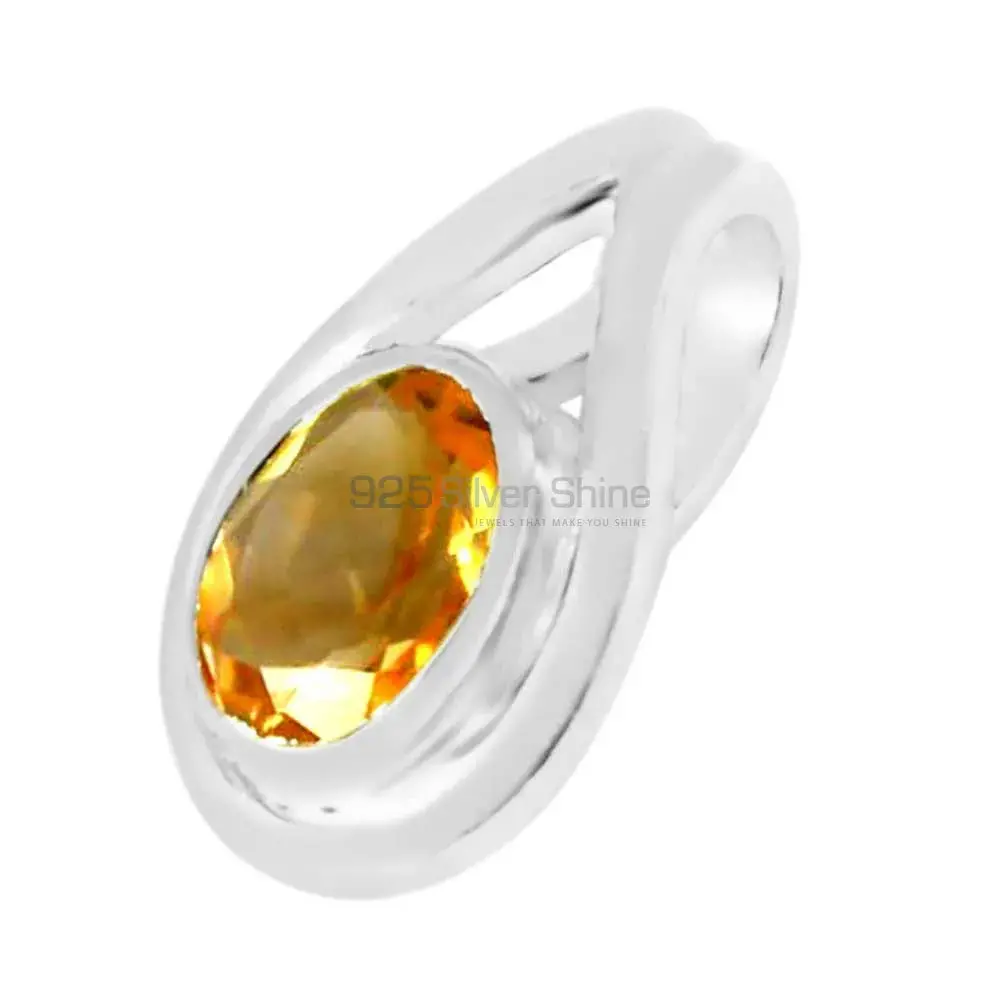 Fine Sterling Silver Pendants In Citrine Gemstone Jewelry 925SP206-4_1