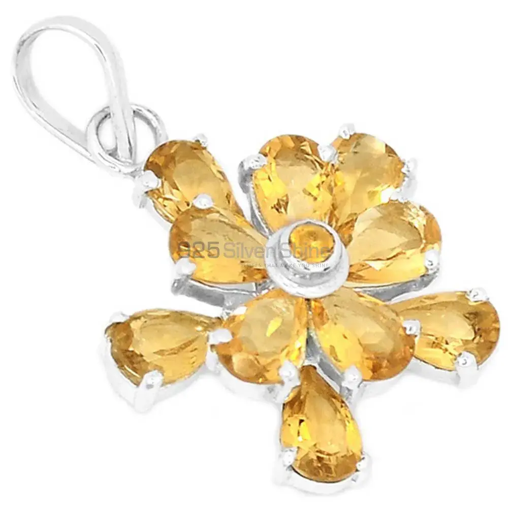Top Quality Fine Sterling Silver Pendants Wholesaler In Citrine Gemstone Jewelry 925SP269-3