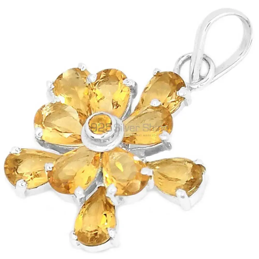 Fine Sterling Silver Pendants In Citrine Gemstone Jewelry 925SP269-3_1