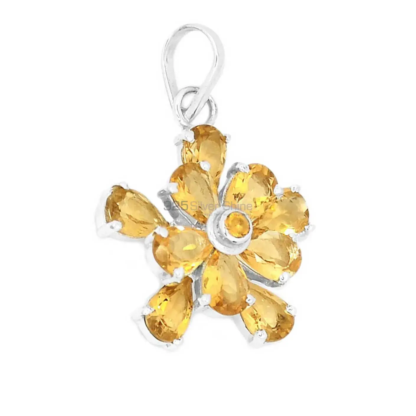 Fine Sterling Silver Pendants In Citrine Gemstone Jewelry 925SP269-3_2