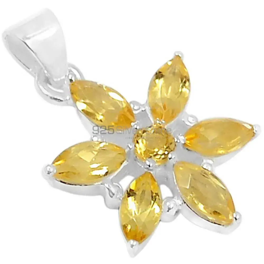 Top Quality Fine Sterling Silver Pendants Wholesaler In Citrine Gemstone Jewelry 925SSP313-3