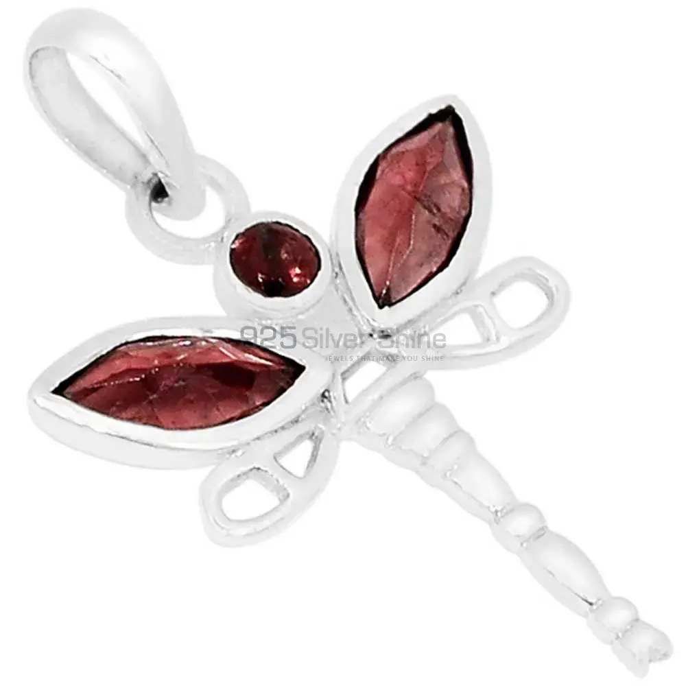Fine Sterling Silver Pendants In Garnet Gemstone Jewelry 925SSP324-3