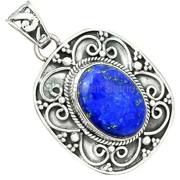 Fine Sterling Silver Pendants In Lapis Lazuli Gemstone Jewelry 925SP46-4_0