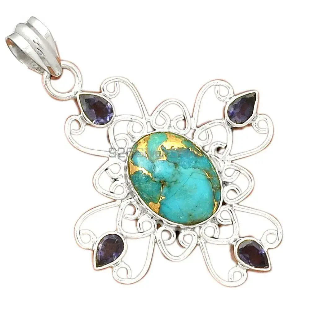 Top Quality Fine Sterling Silver Pendants Wholesaler In Multi Gemstone Jewelry 925SP096-1