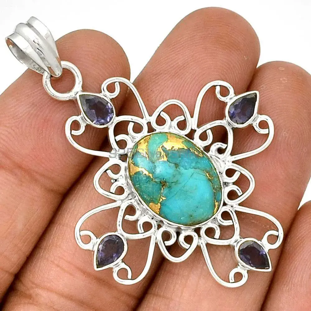 Fine Sterling Silver Pendants In Multi Gemstone Jewelry 925SP096-1_1