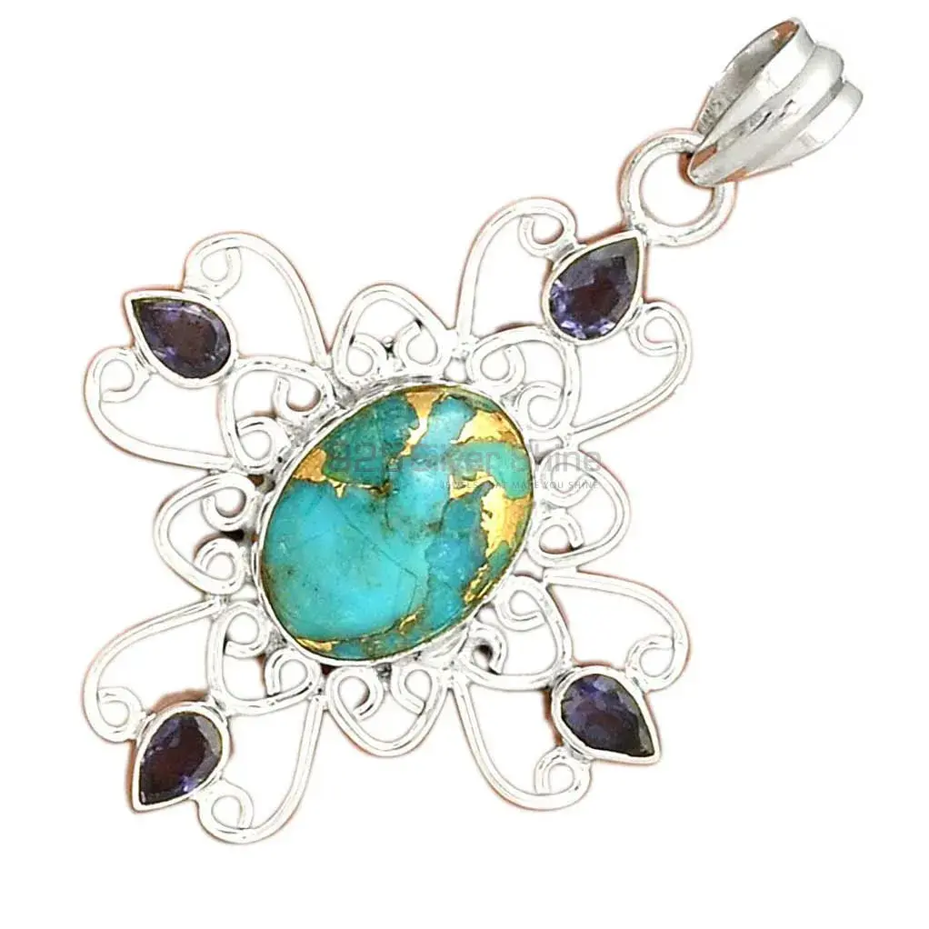 Fine Sterling Silver Pendants In Multi Gemstone Jewelry 925SP096-1_3