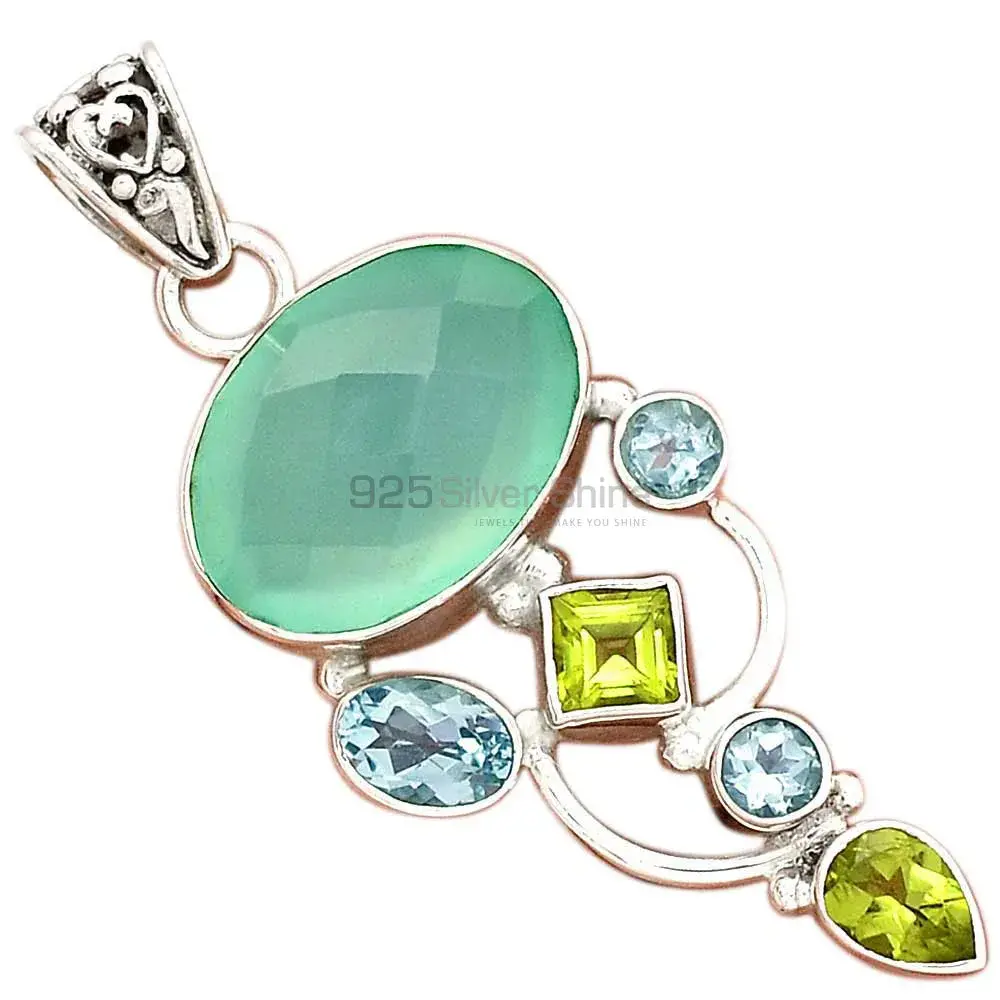 Top Quality Fine Sterling Silver Pendants Wholesaler In Multi Gemstone Jewelry 925SP20-2