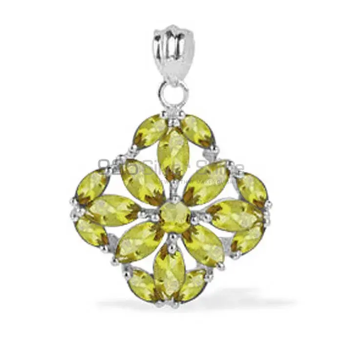 Top Quality Fine Sterling Silver Pendants Wholesaler In Peridot Gemstone Jewelry 925SP1623