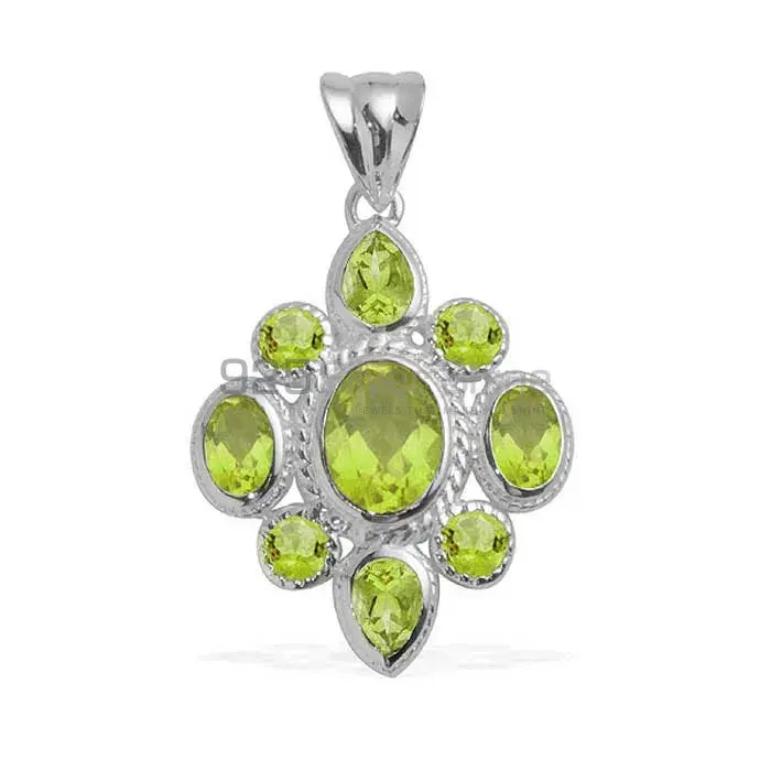 Top Quality Fine Sterling Silver Pendants Wholesaler In Peridot Gemstone Jewelry 925SP1673