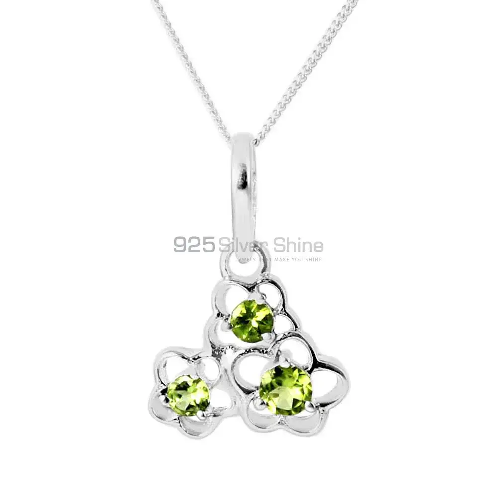 Fine Sterling Silver Pendants In Peridot Gemstone Jewelry 925SP213-6