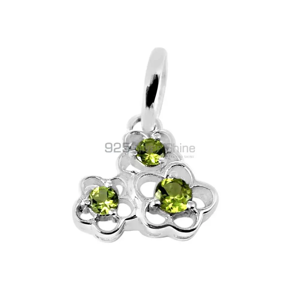 Fine Sterling Silver Pendants In Peridot Gemstone Jewelry 925SP213-6_0