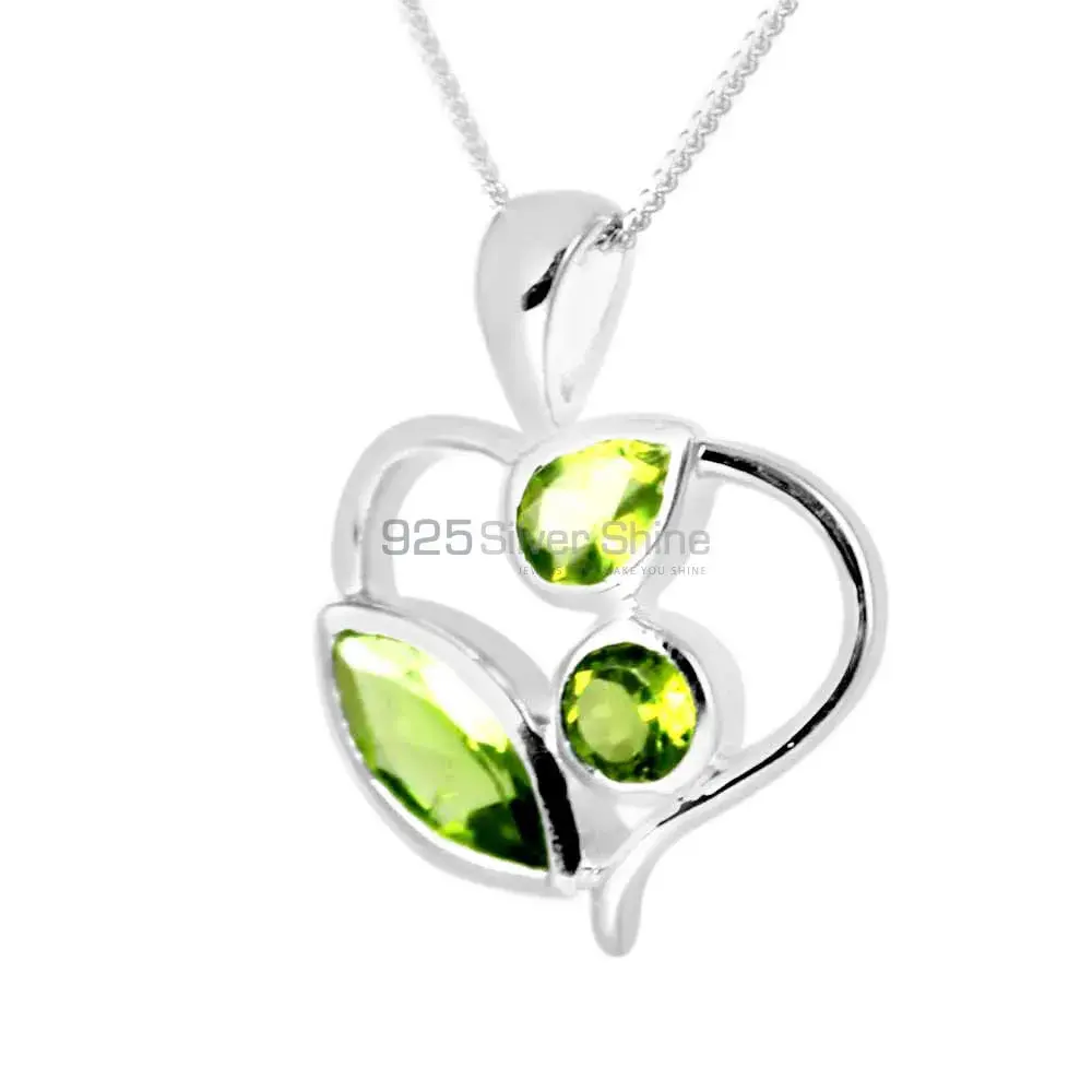 Fine Sterling Silver Pendants In Peridot Gemstone Jewelry 925SP229-6_0