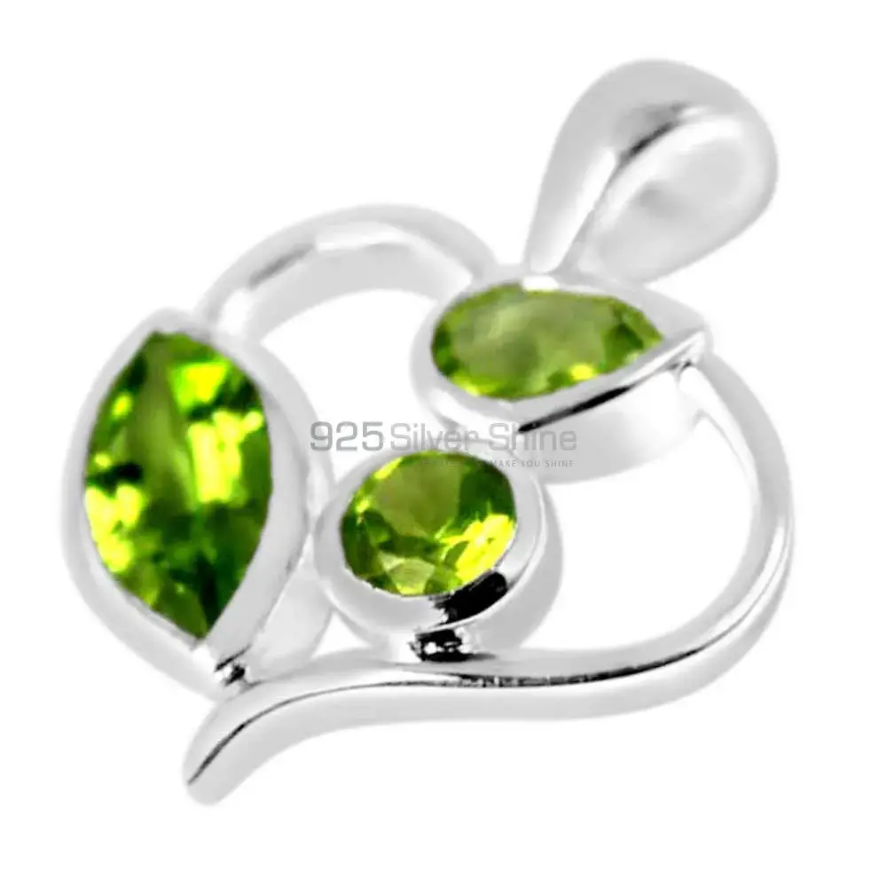 Fine Sterling Silver Pendants In Peridot Gemstone Jewelry 925SP229-6_1