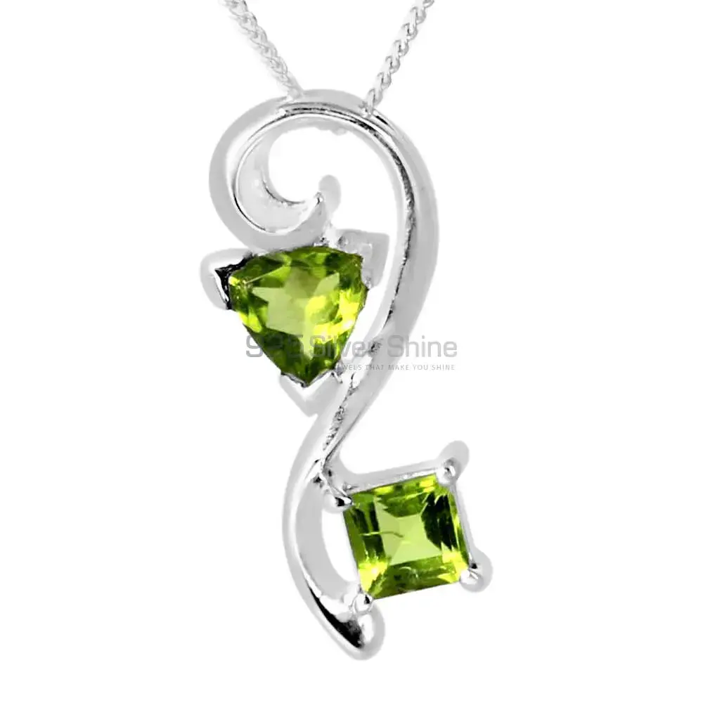 Fine Sterling Silver Pendants In Peridot Gemstone Jewelry 925SP253-6_0