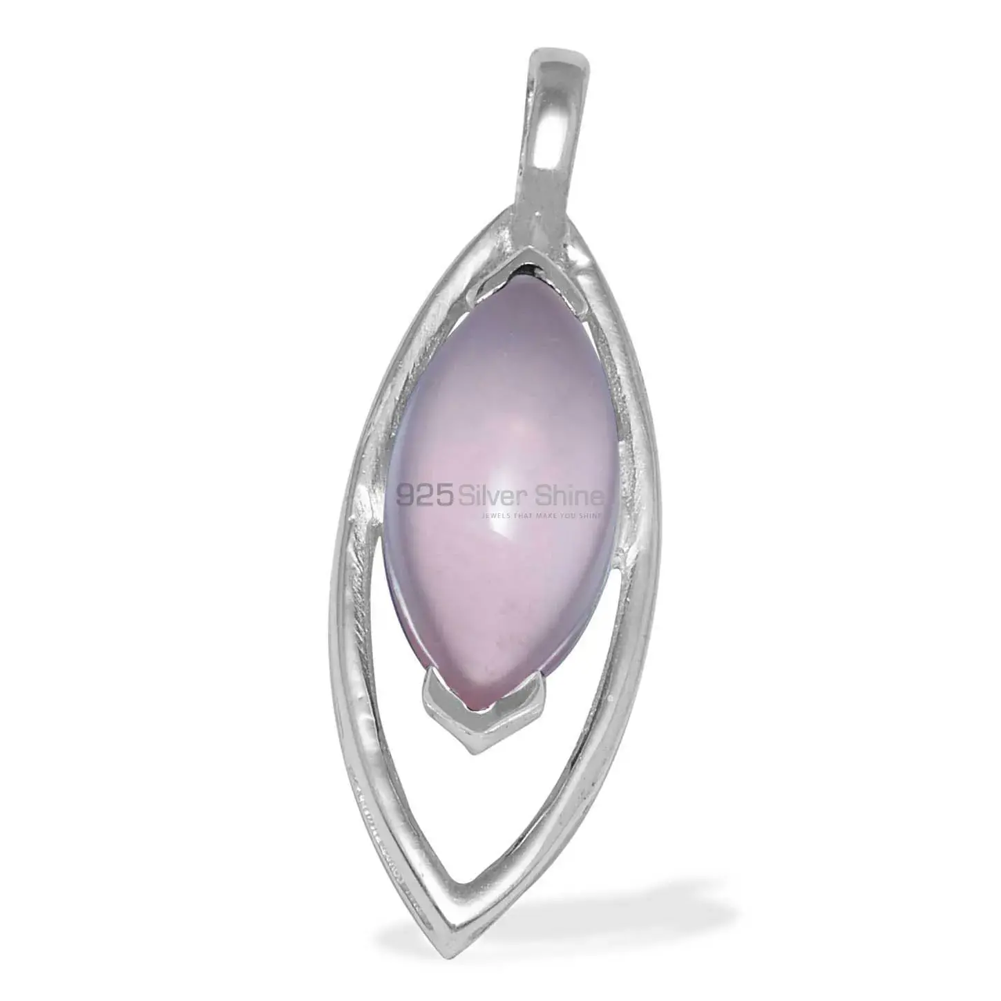 Top Quality Fine Sterling Silver Pendants Wholesaler In Rose Quartz Gemstone Jewelry 925SP1473