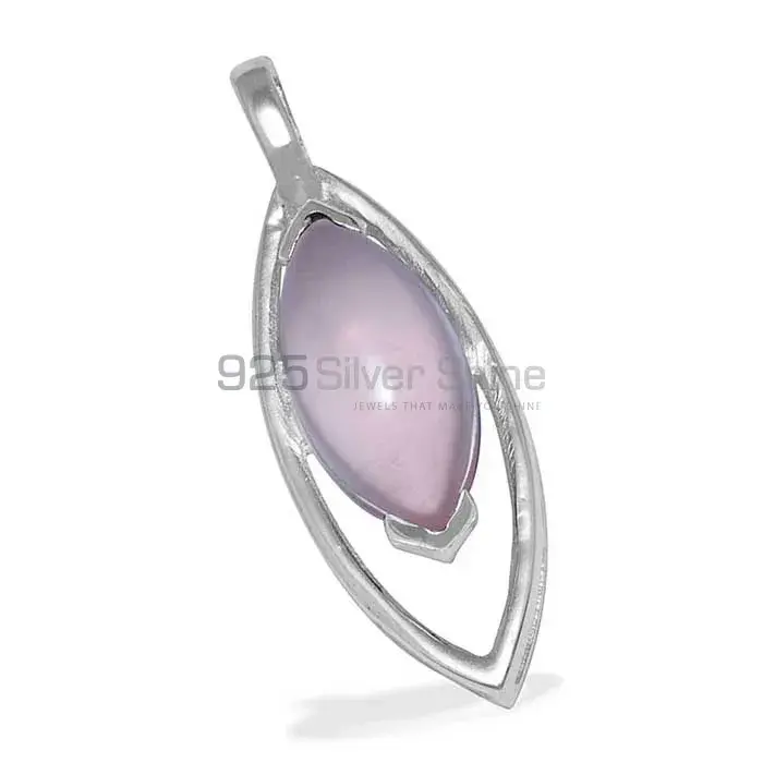 Top Quality Fine Sterling Silver Pendants Wholesaler In Rose Quartz Gemstone Jewelry 925SP1473_0