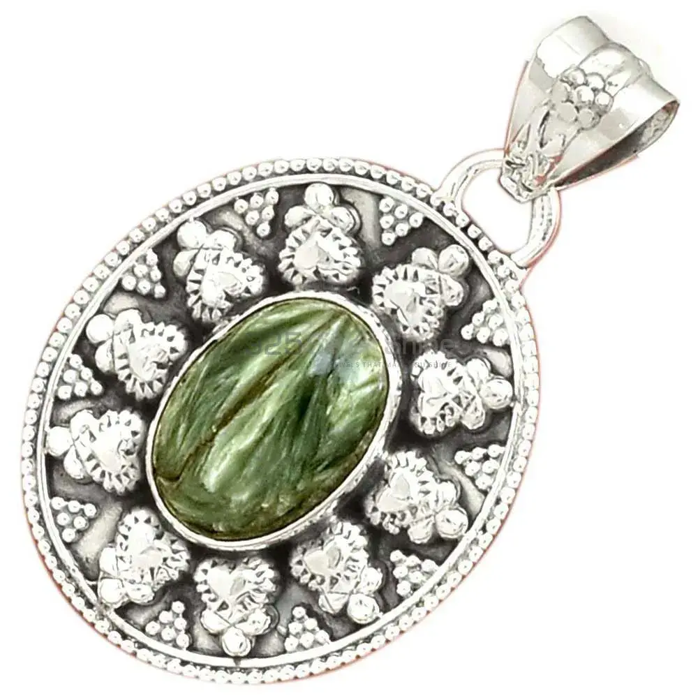 Fine Sterling Silver Pendants In Seraphinite Gemstone Jewelry 925SP073-7_3