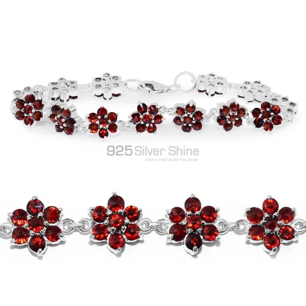 Top Quality Garnet Gemstone Bracelets Exporters In 925 Solid Silver Jewelry 925SB238