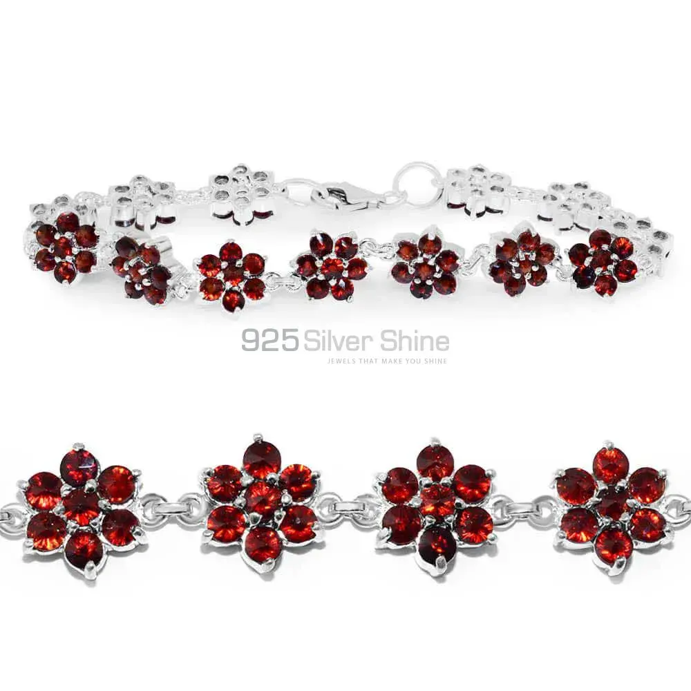 Garnet Gemstone Bracelets In 925 Solid Silver Jewelry 925SB238