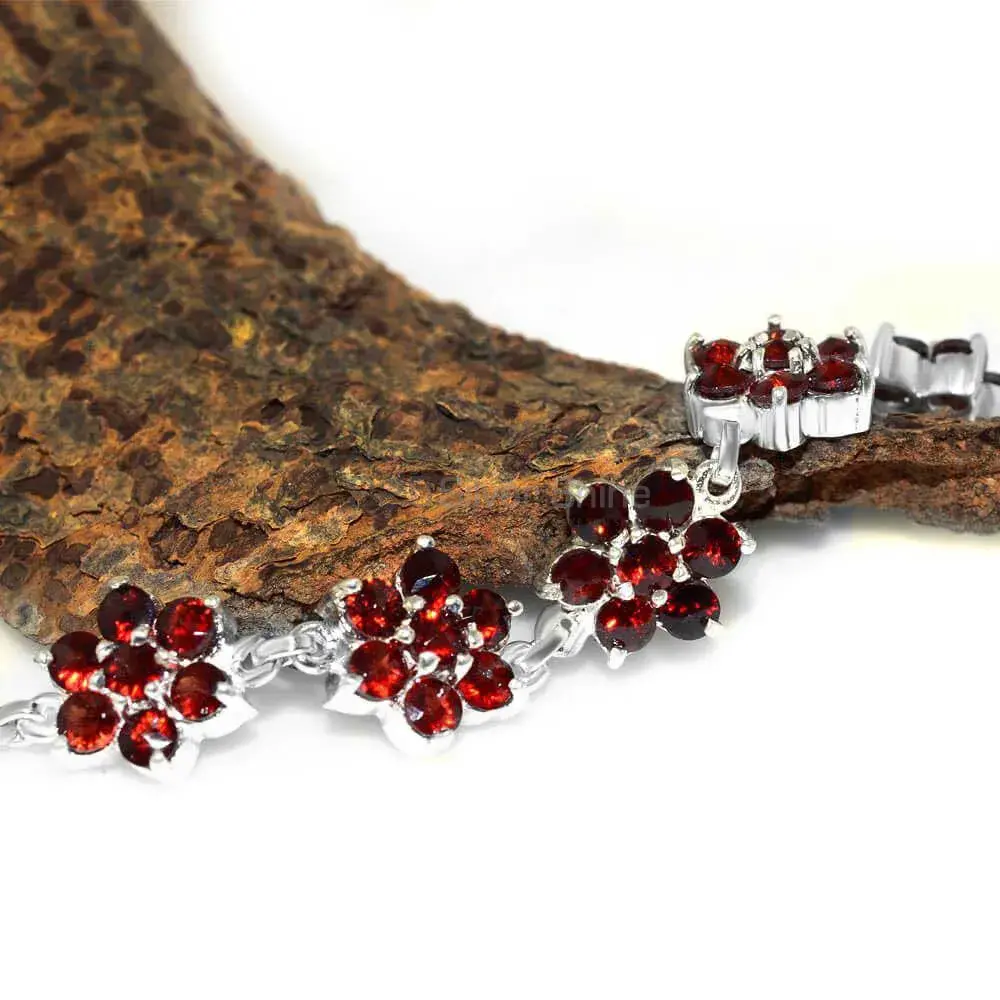 Garnet Gemstone Bracelets In 925 Solid Silver Jewelry 925SB238_0