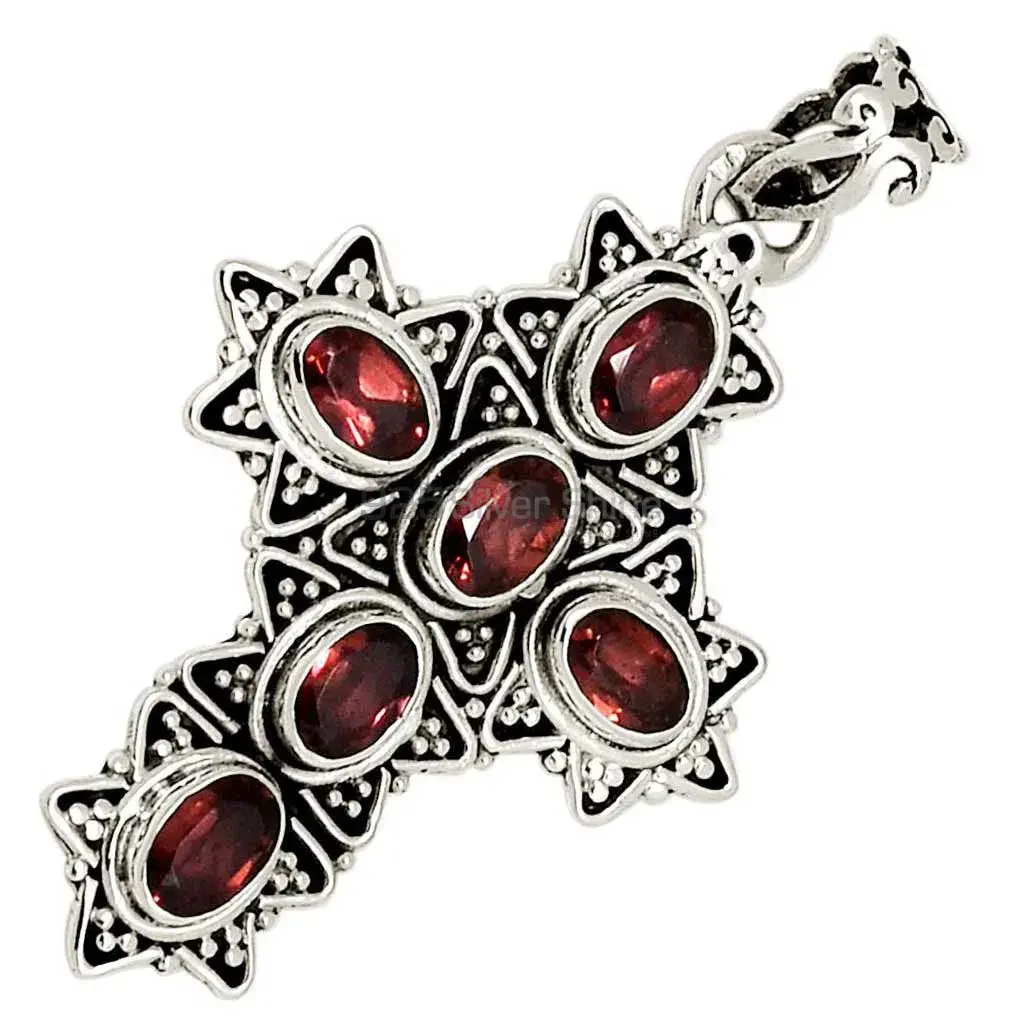 Top Quality Garnet Gemstone Handmade Pendants In 925 Sterling Silver Jewelry 925SP123-2_1