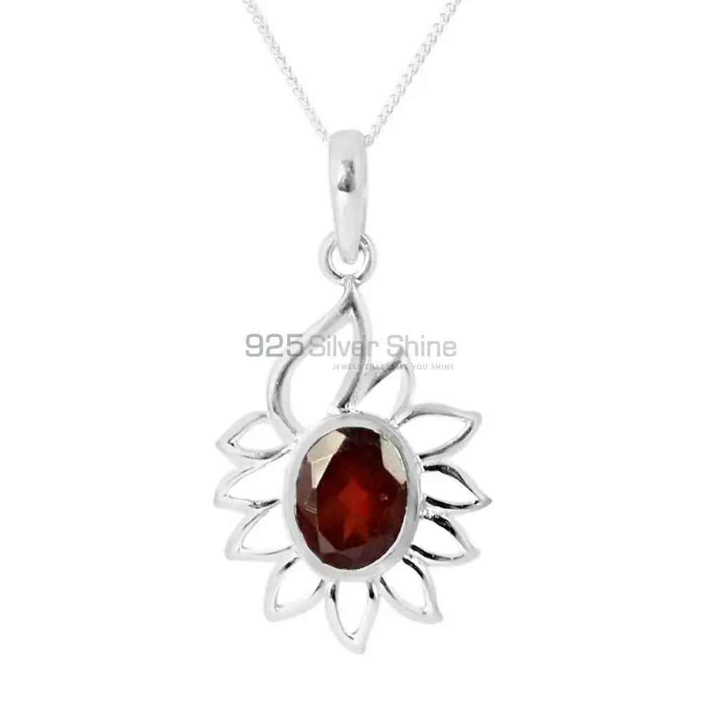 Top Quality Garnet Gemstone Pendants Exporters In 925 Solid Silver Jewelry 925SP218-6