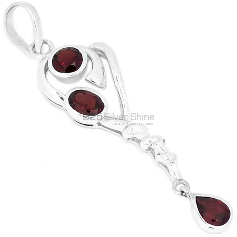 Top Quality Garnet Gemstone Pendants Exporters In 925 Solid Silver Jewelry 925SSP333-4