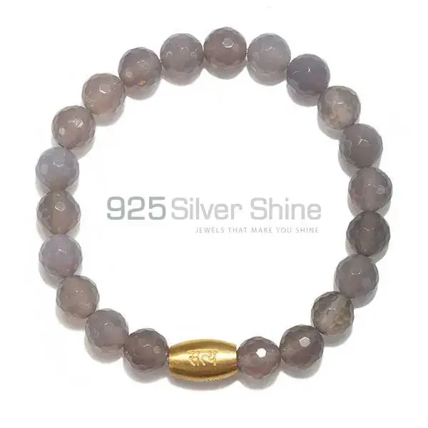 Top Quality Genuine Brown Chalcedony Gemstone Beads Bracelets 925BB149