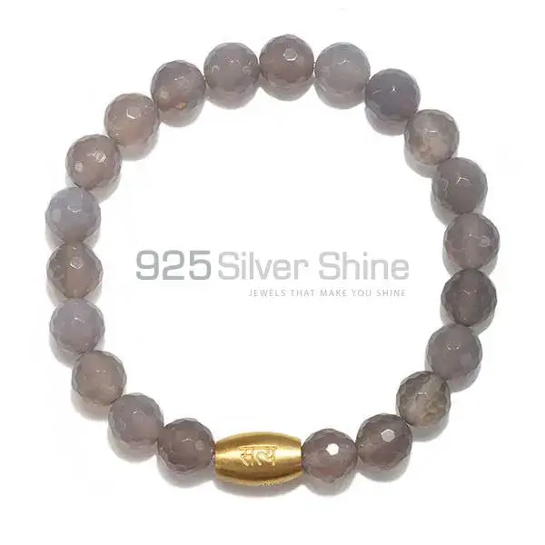 Genuine Brown Chalcedony Gemstone Beads Bracelets 925BB149