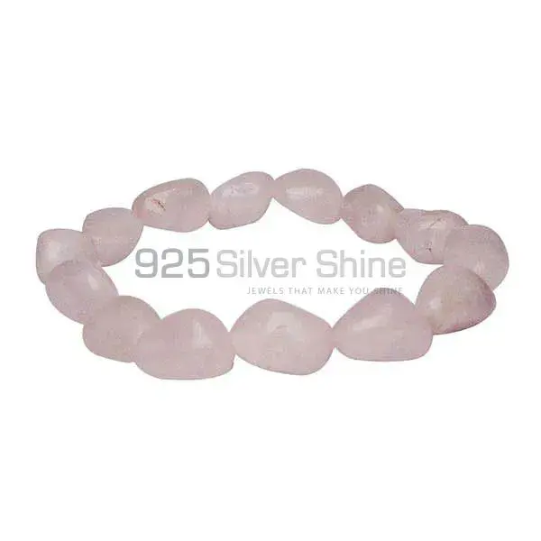 Top Quality Genuine Rose Quartz Gemstone Beads Bracelets 925BB208